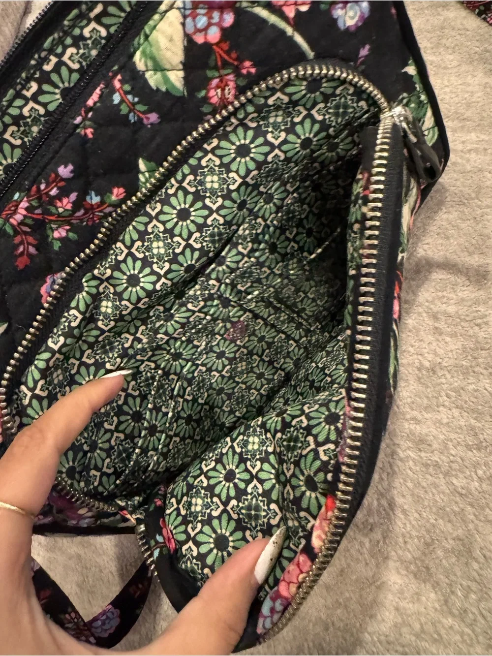 Vera Bradley Black Multi Floral Quilted “winter berry” Crossbody Bag